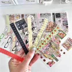 18Pc Set Japanese Y2K Cute Sticker Double Transparent Die cut Sticker Journal Handbook Scrapbooking Decoration Sticker Kids Gift (ONLINE ORDER ONLY)