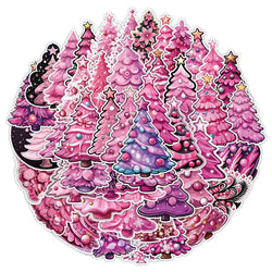 Pink Christmas Tree Stickers 10/30/50pcs Aesthetic DIY Decals for Phone, Suitcase, Laptop, Car (ONLINE ORDER ONLY)