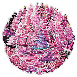 Pink Christmas Tree Stickers 10/30/50pcs Aesthetic DIY Decals for Phone, Suitcase, Laptop, Car (ONLINE ORDER ONLY)