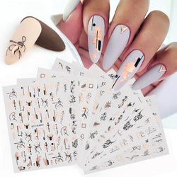 18pcs Nail Stickers Set Mixed Designs 3D Holographic Laser Abstract Stripes Flower Leaf Decals Nail Sliders Manicure Decorations (ONLINE ORDER ONLY)