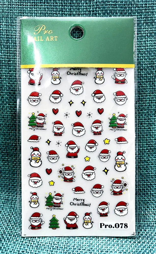 Cute Deer Christmas Nail Stickers 5D Embossed Elk Star Gingerbread Man Snowflake Santa Claus Holly DIY Winter Engraved Manicure* (ONLINE ORDER ONLY)