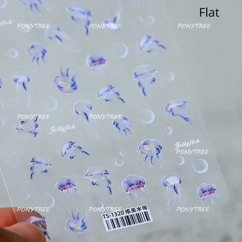 Shiny Colourful Marine Shell Starfish Ocean Elements Star Water Bubbles Star Conch Underwater Nail Art Stickers Manicure Decals (ONLINE ORDER ONLY)