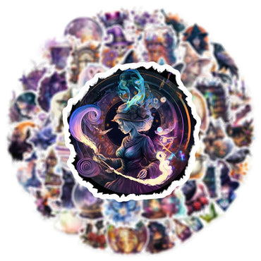 10/30/50pcs Gothic Magic Witch Cartoon Waterproof Stickers Halloween Horror Aesthetic Decals Car Laptop Cool Graffiti Sticker (ONLINE ORDER ONLY)