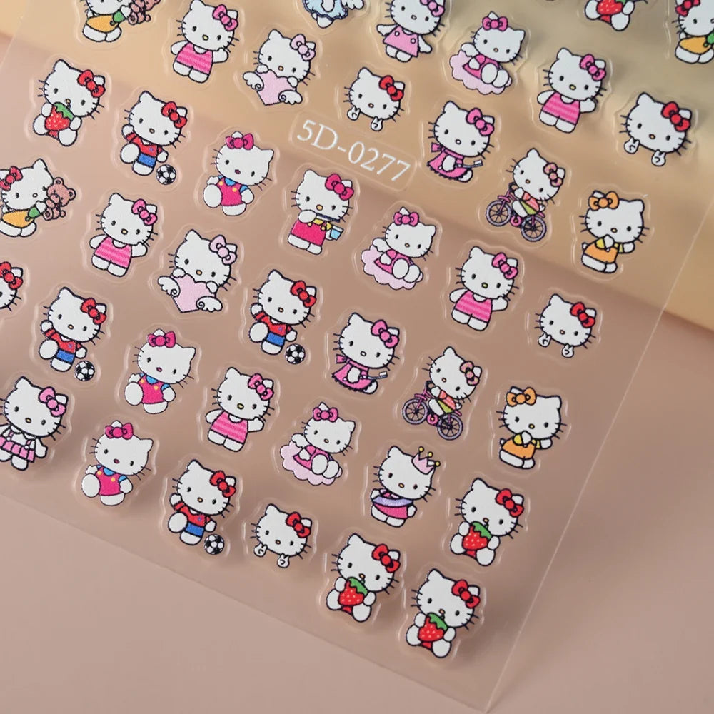 1pc 5D Pink/Black Hello Kitty Nail Art Stickers Anime Cartoon Japanese Cartoon KT Cat Manicure Decal Luxury DIY Nail Accessories (ONLINE ORDER ONLY)