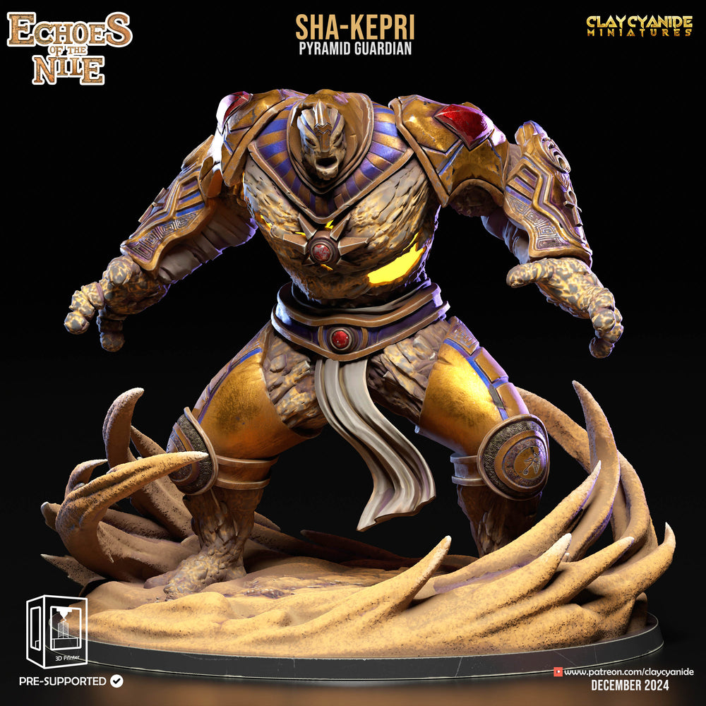3D Printed Clay Cyanide Sha-Kepri Pyramid Guardian Echoes of the Nile 28 32 mm D&D (Online Only)