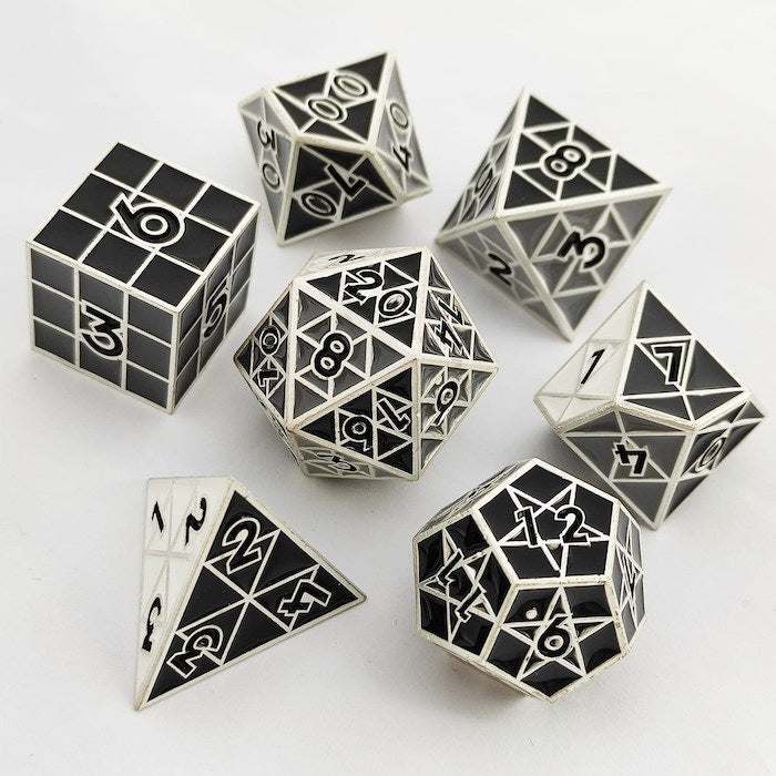 Puzzle Cube: Shades of Gray - Metal 8 piece Dice Set (ONLINE ORDER ONLY)