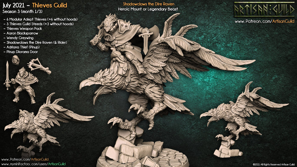 3D Printed Artisan Guild Shadowclaws the Dire Raven Thieves Guild 28mm 32mm (Online Only)