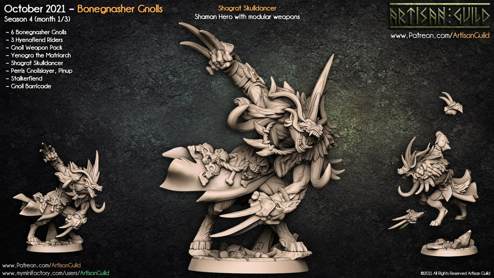 3D Printed Artisan Guild Shargat Skulldancer Bonegnasher Gnolls 28mm 32mm (Online Only)