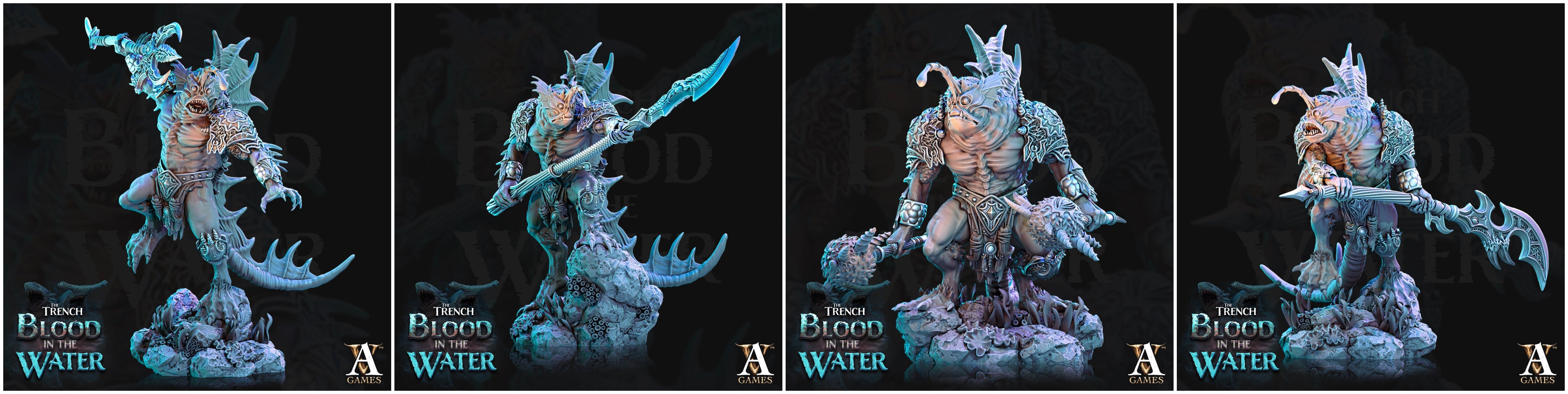 3D Printed Archvillain Games Shakarkha Seadevils The Trench Blood In the Water 28 32mm D&D (Online Only)