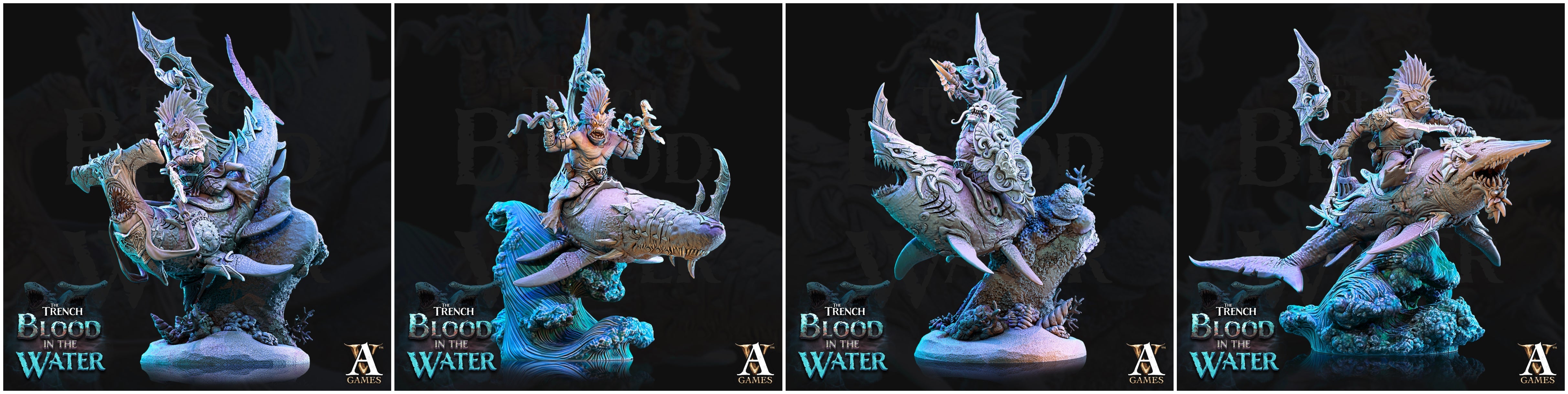 3D Printed Archvillain Games Shakarkha Sharktamers The Trench Blood In the Water 28 32mm D&D (Online Only)