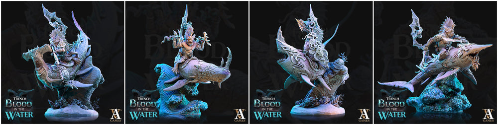3D Printed Archvillain Games Shakarkha Sharktamers The Trench Blood In the Water 28 32mm D&D (Online Only)
