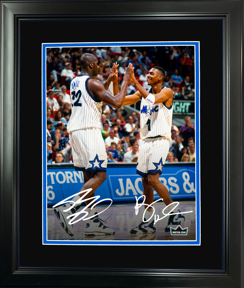 Framed Shaquille O'Neal & Anfernee Penny Hardaway Orlando Magic Dual Facsimile Laser Engraved Signature Auto 11"x14"Basketball Photo HOFSM Holo (ONLINE ORDER ONLY)