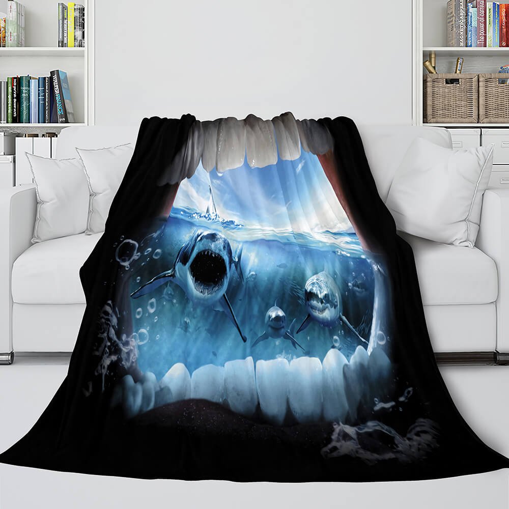 Shark Flannel Blanket Fleece Throw Blanket Wrap Nap Bedding Sets (Online Order Only)