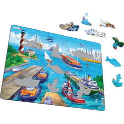 Ships in Harbor 35 Piece Tray Jigsaw Puzzle Larsen