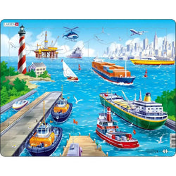 Ships in Harbor 35 Piece Tray Jigsaw Puzzle Larsen