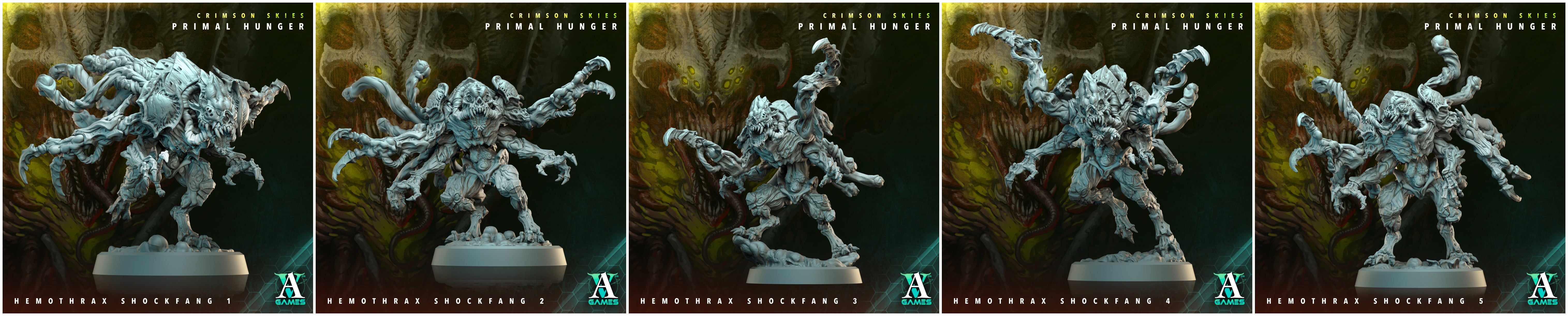 3D Printed Archvillain Games Crimson Skies Primal Hunger- Hemothrax Shockfang 28mm 32mm D&D (Online Only)