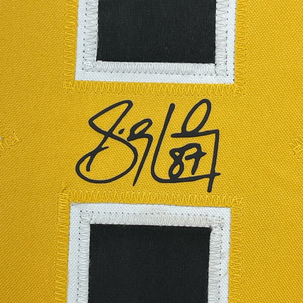 Framed Facsimile Autographed Sidney Crosby 35x39 Pittsburgh Black Reprint Laser Auto Hockey Jersey (ONLINE ORDER ONLY)