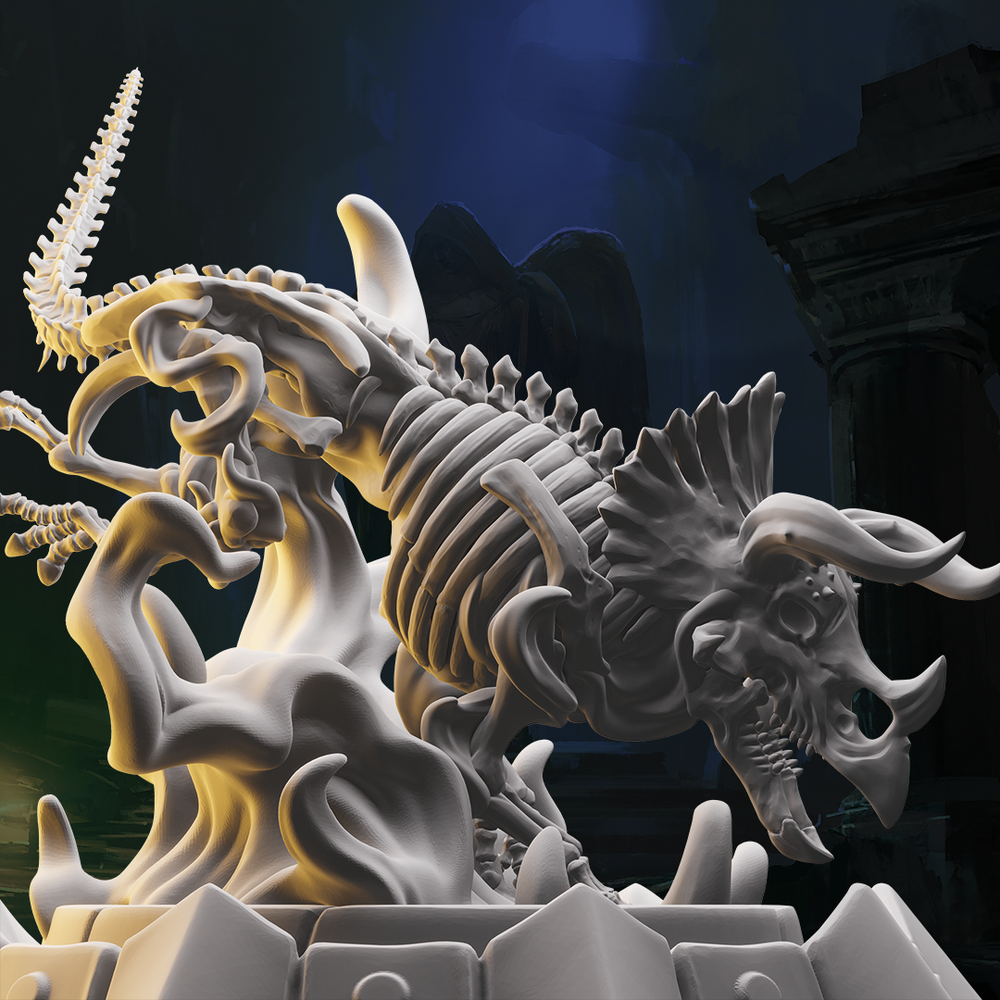 3D Printed Nafarrate Skeletons Army Skeletal Triceratops Set 28mm 32mm D&D (Online Only)