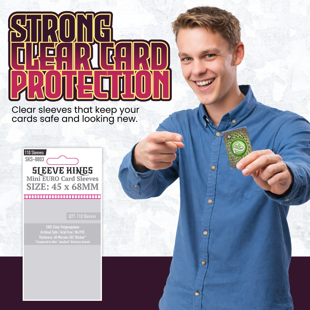 Sleeve Kings Mini Euro Card Sleeves (45x68mm) - 110 Pack, -SKS-8803