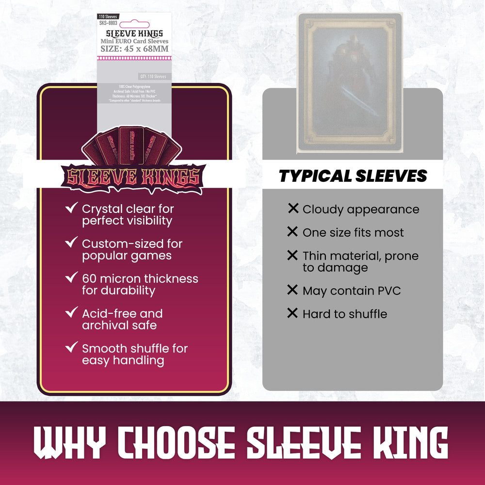 Sleeve Kings Mini Euro Card Sleeves (45x68mm) - 110 Pack, -SKS-8803