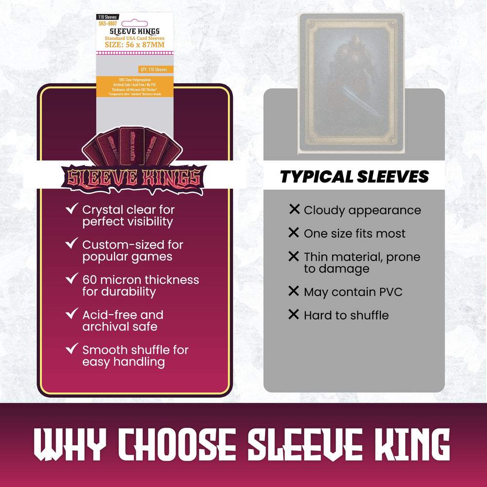 Sleeve Kings Standard USA Card Sleeves (56x87mm) - 110 Pack, SKS-8807