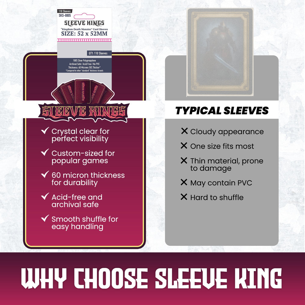 "Kingdom Death Monster" Game Card Sleeves (52x52mm) 110 Pack, 60 Micron, SKS-8805