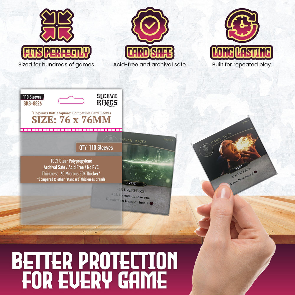 "Hogwarts Battle" Compatible Large Sleeves (76x76mm) 110 Pack, 60 Micron, SKS-8826
