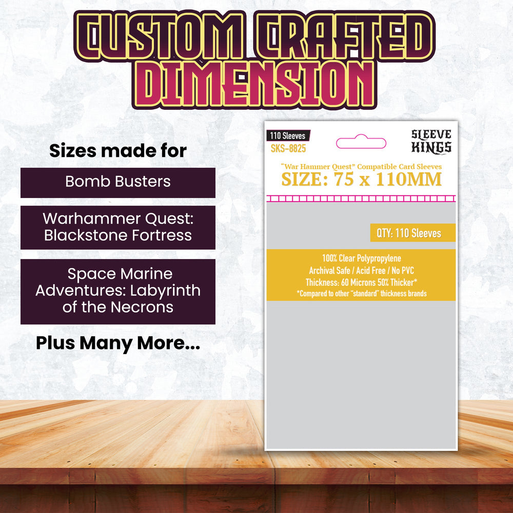 "War Hammer Quest" Compatible Sleeves (75x110mm) 110 Pack, 60 Micron, SKS-8825