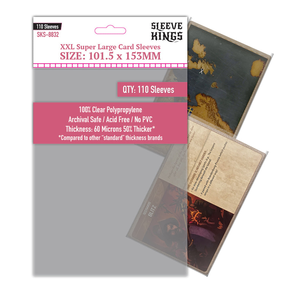 XXL Super Large Game Card Sleeves (101.5x153mm) 110 Pack, 60 Micron, SKS-8832