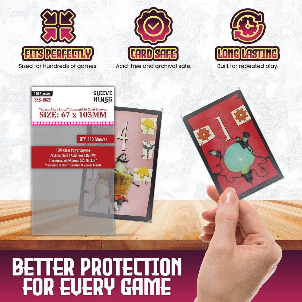 "Space Alert" Compatible Large Card Sleeves (67x103mm) 110 Pack, 60 Micron, SKS-8829