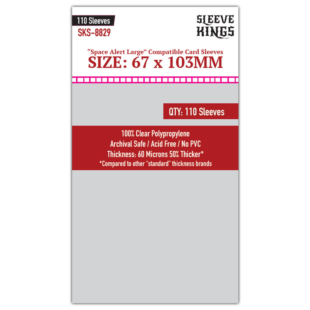"Space Alert" Compatible Large Card Sleeves (67x103mm) 110 Pack, 60 Micron, SKS-8829