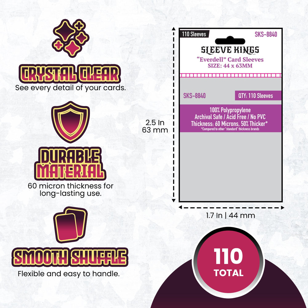 "Everdell" Compatible Mini Sleeves (44x63mm) 110 Pack, 60 Micron, SKS-8840
