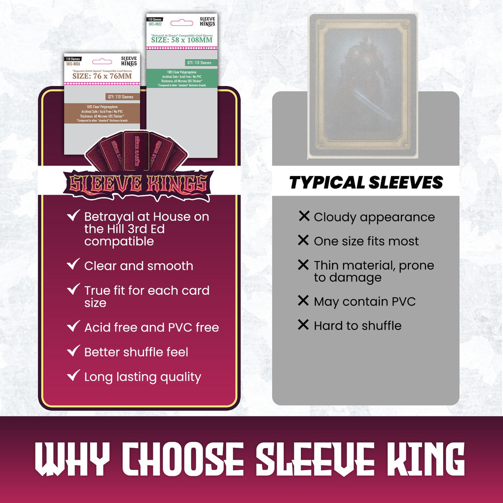 "Betrayal at House on the Hill" 3rd Edition Compatible Sleeve Bundle (8822 x 1, 8826 x 1)