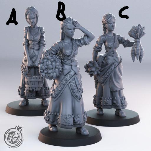 3D Printed Cast n Play - Town Girl Townsfolk 28mm 32mm D&D (Online Only)