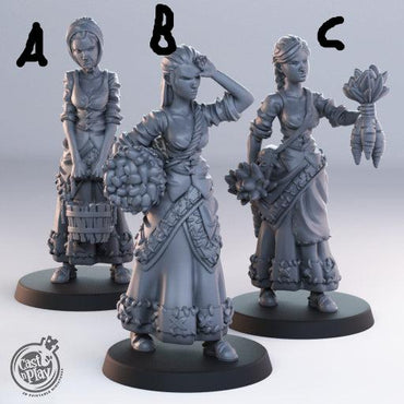 3D Printed Cast n Play - Town Girl Townsfolk 28mm 32mm D&D (Online Only)