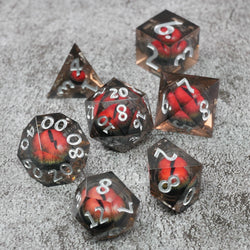 Smaug's Eye |  7 Piece Moving Eye DnD Dice Set | Acrylic RPG Gaming Dice (ONLINE ORDER ONLY)