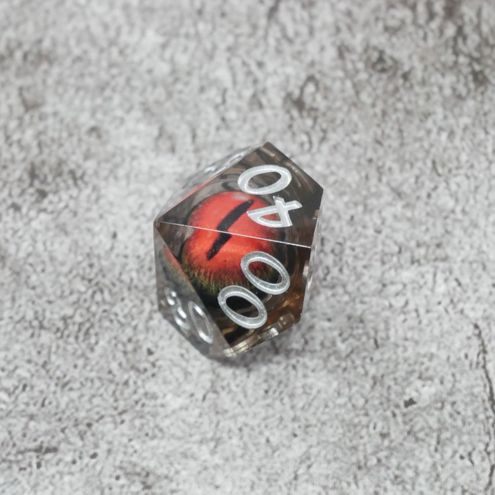 Smaug's Eye |  7 Piece Moving Eye DnD Dice Set | Acrylic RPG Gaming Dice (ONLINE ORDER ONLY)