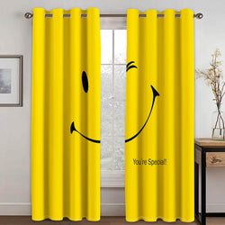 Smile Emoji Curtains Blackout Window Treatments Drapes for Room Decoration (Online Order Only)