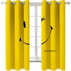 Smile Emoji Curtains Blackout Window Treatments Drapes for Room Decoration (Online Order Only)