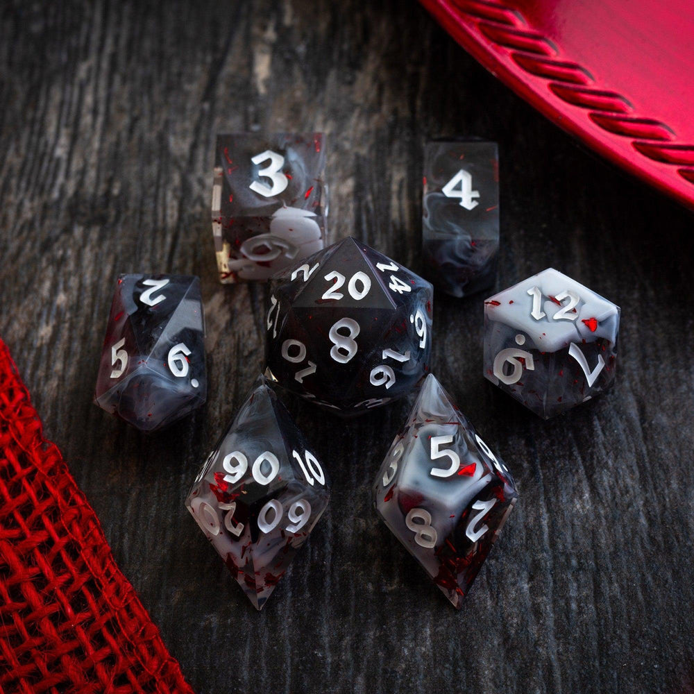 Smoke And Blood Handmade Resin DND Dice Set (ONLINE ORDER ONLY)