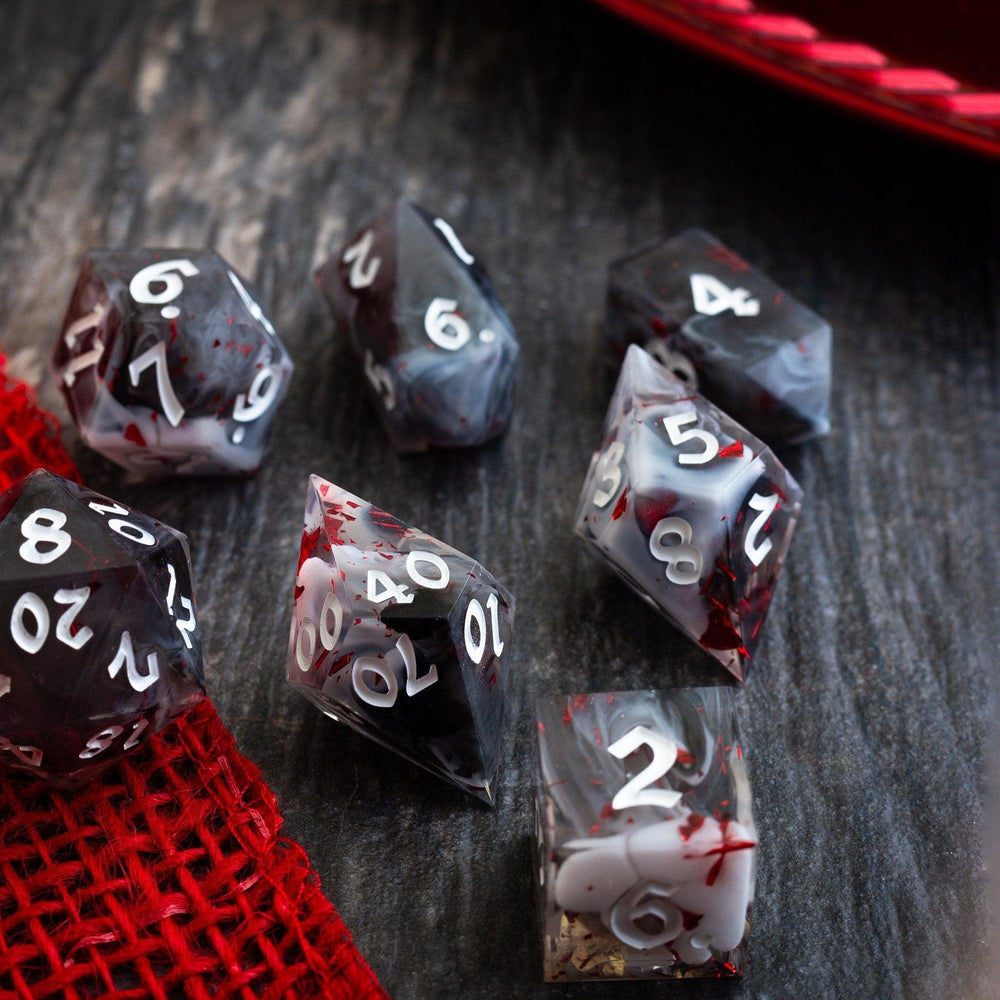 Smoke And Blood Handmade Resin DND Dice Set (ONLINE ORDER ONLY)