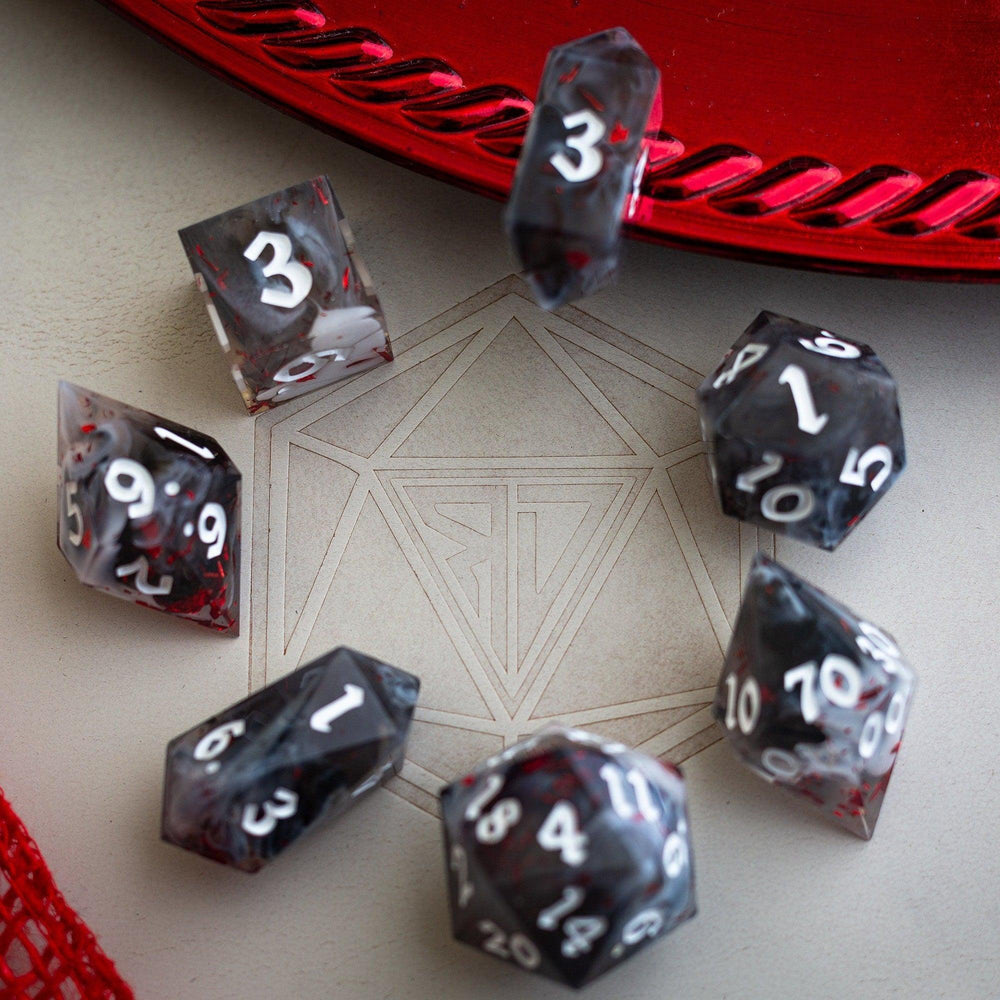 Smoke And Blood Handmade Resin DND Dice Set (ONLINE ORDER ONLY)