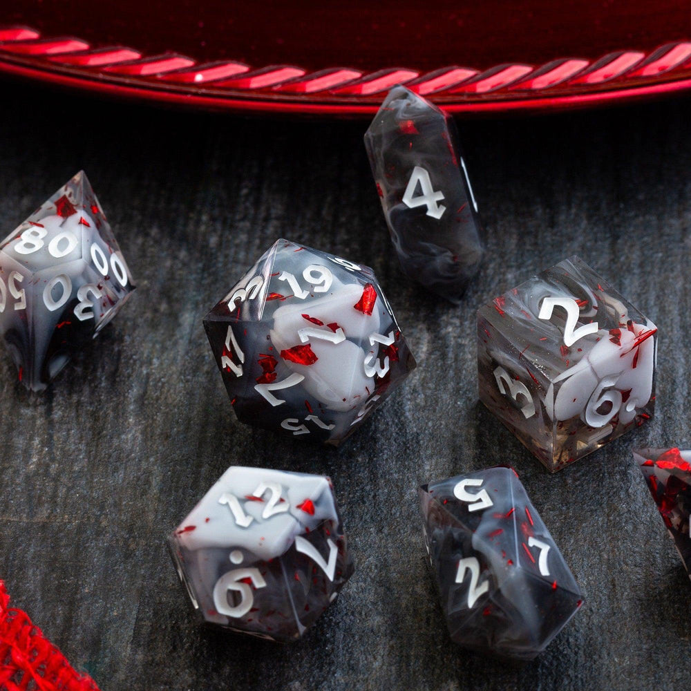 Smoke And Blood Handmade Resin DND Dice Set (ONLINE ORDER ONLY)