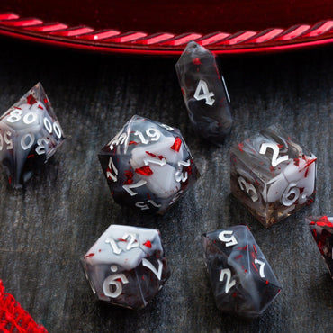 Smoke And Blood Handmade Resin DND Dice Set (ONLINE ORDER ONLY)