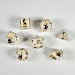 Snowy Neko Liquid Core RPG Dice Set - 7 Pieces