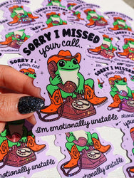 Sorry I Missed Your Call – Cowboy Frog Glitter Vinyl Sticker (ONLINE ORDER ONLY)