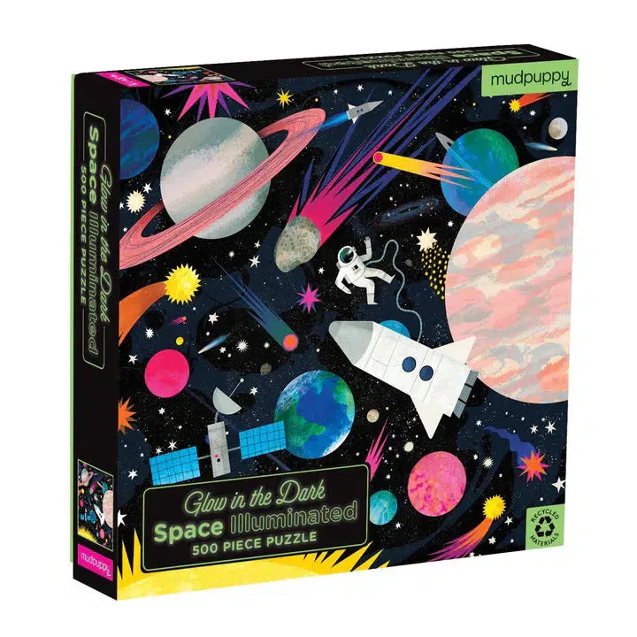 Space Illuminated 500 Piece Glow in the Dark Jigsaw Puzzle Mudpuppy (ONLINE ORDER ONLY)