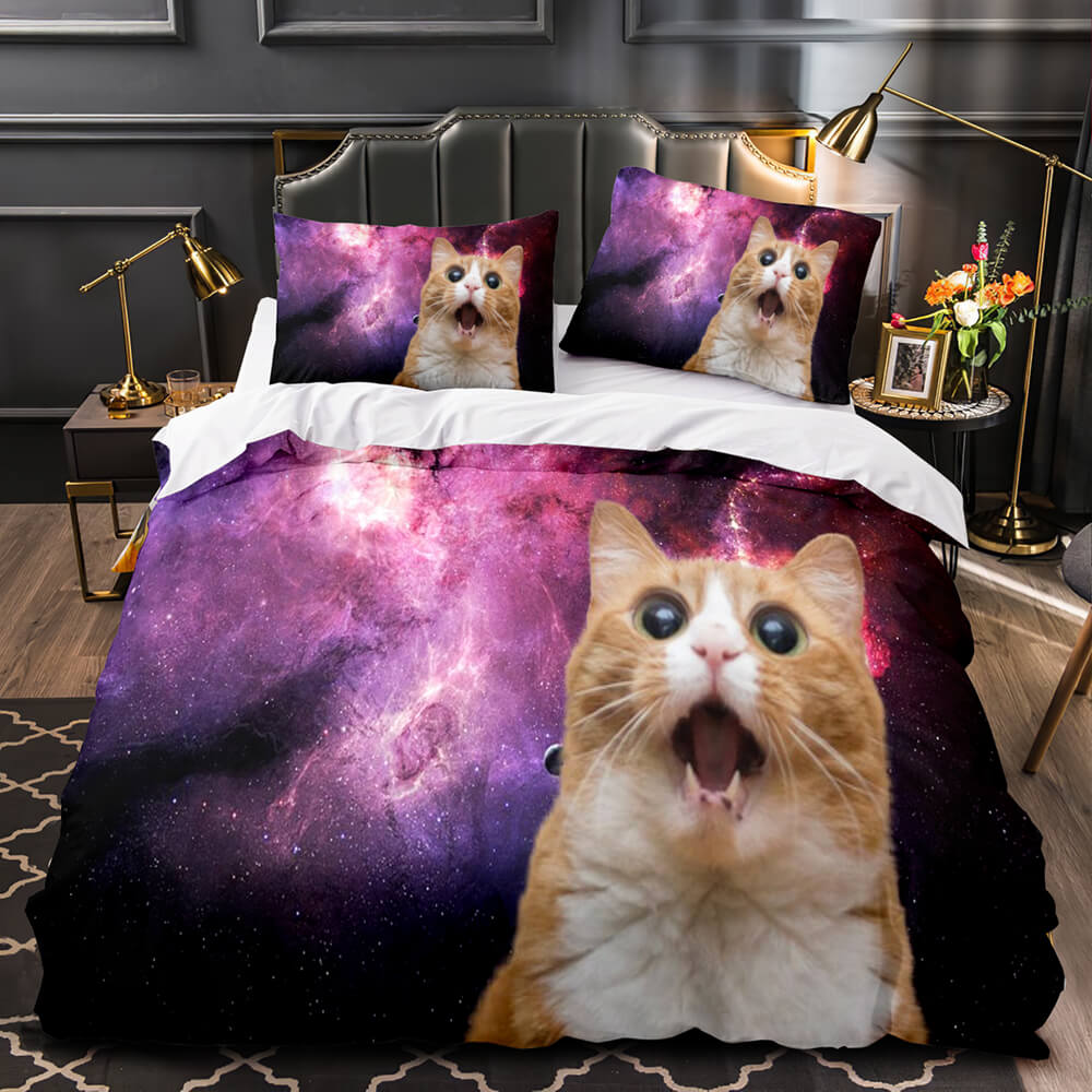 Space Cat Astronaut Cat In Space Bedding Set Duvet Covers Bedding Sets (Online Order Only)