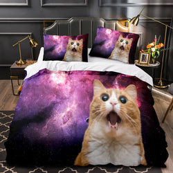 Space Cat Astronaut Cat In Space Bedding Set Duvet Covers Bedding Sets (Online Order Only)
