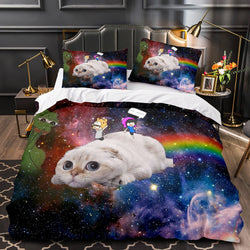 Space Cat Astronaut Cat In Space Bedding Set Duvet Covers Bedding Sets (Online Order Only)